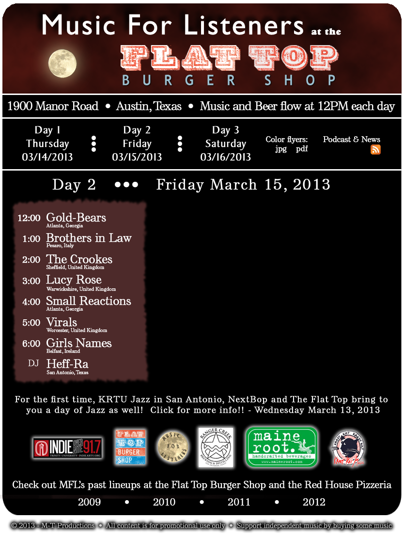 Music For Listeners at the Flat Top - Day 02 - Friday March 15, 2013